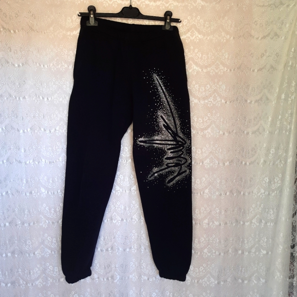 Black Pants With Glittery Designs Women's Fashion. With an elastic band Size S